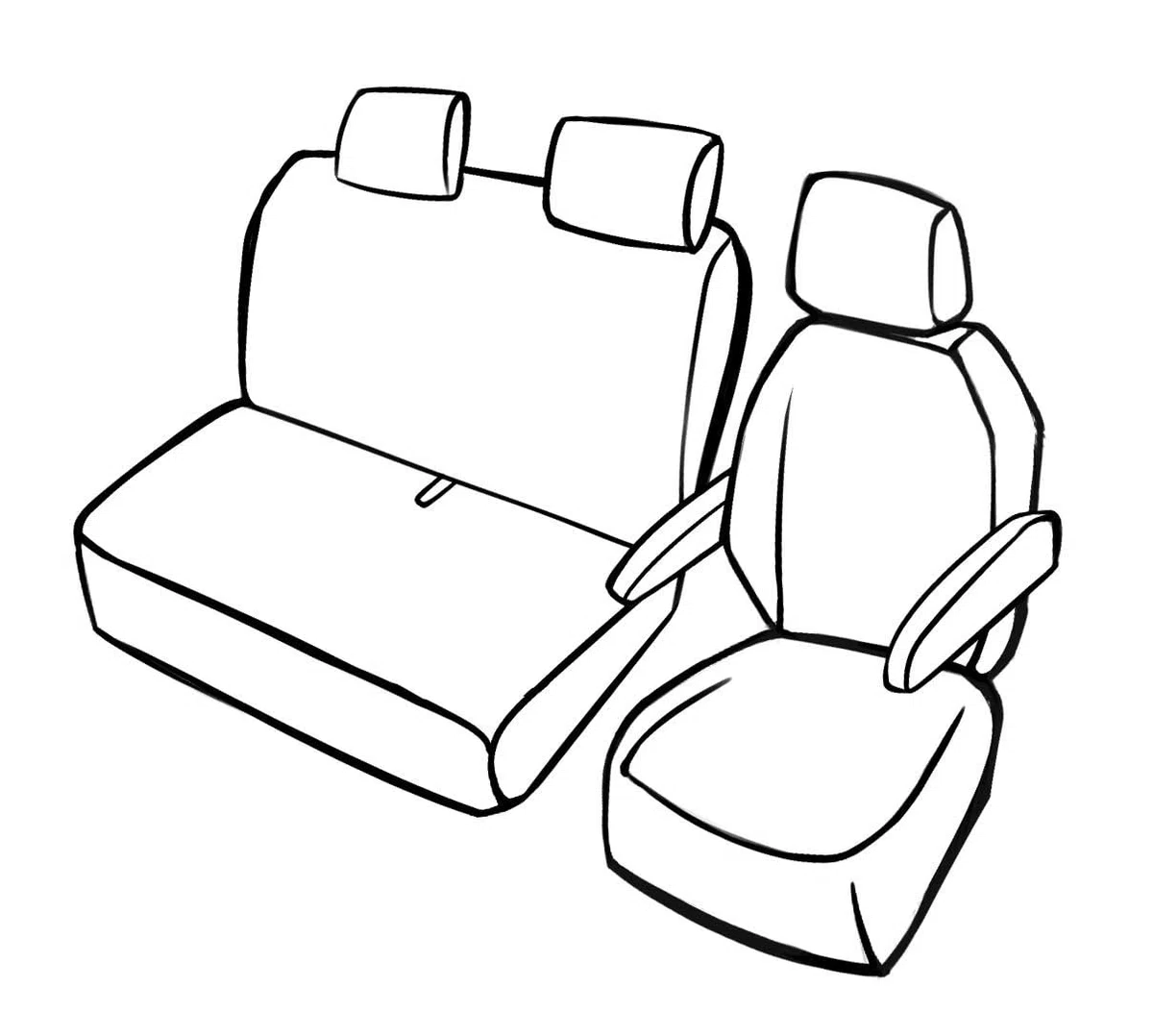 Walser Premium Transporter Sitzbezüge Auto für VW T6 2014-Heute, Einzelsitzbezug Vorne + Doppelbankbezug, Sitzschoner Set für Van