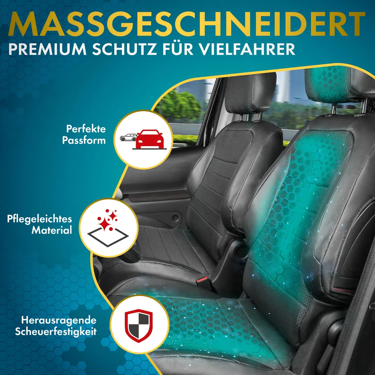 Walser Premium Transporter Sitzbezüge Auto für VW T6 2014-Heute, Einzelsitzbezug Vorne + Doppelbankbezug, Sitzschoner Set für Van