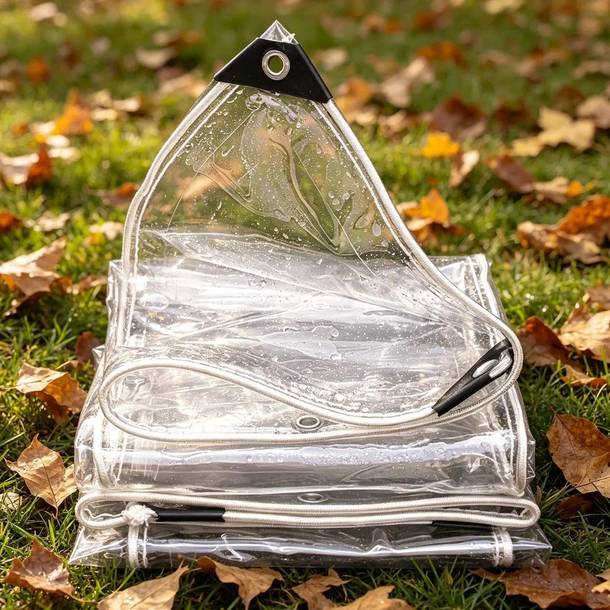 1x2m Plane Transparent mit Ösen 450g/m² PVC für Outdoor Terrasse Reißfest