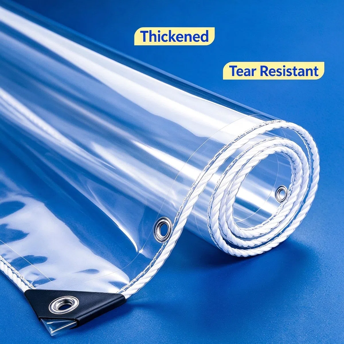 1x2m Plane Transparent mit Ösen 450g/m² PVC für Outdoor Terrasse Reißfest