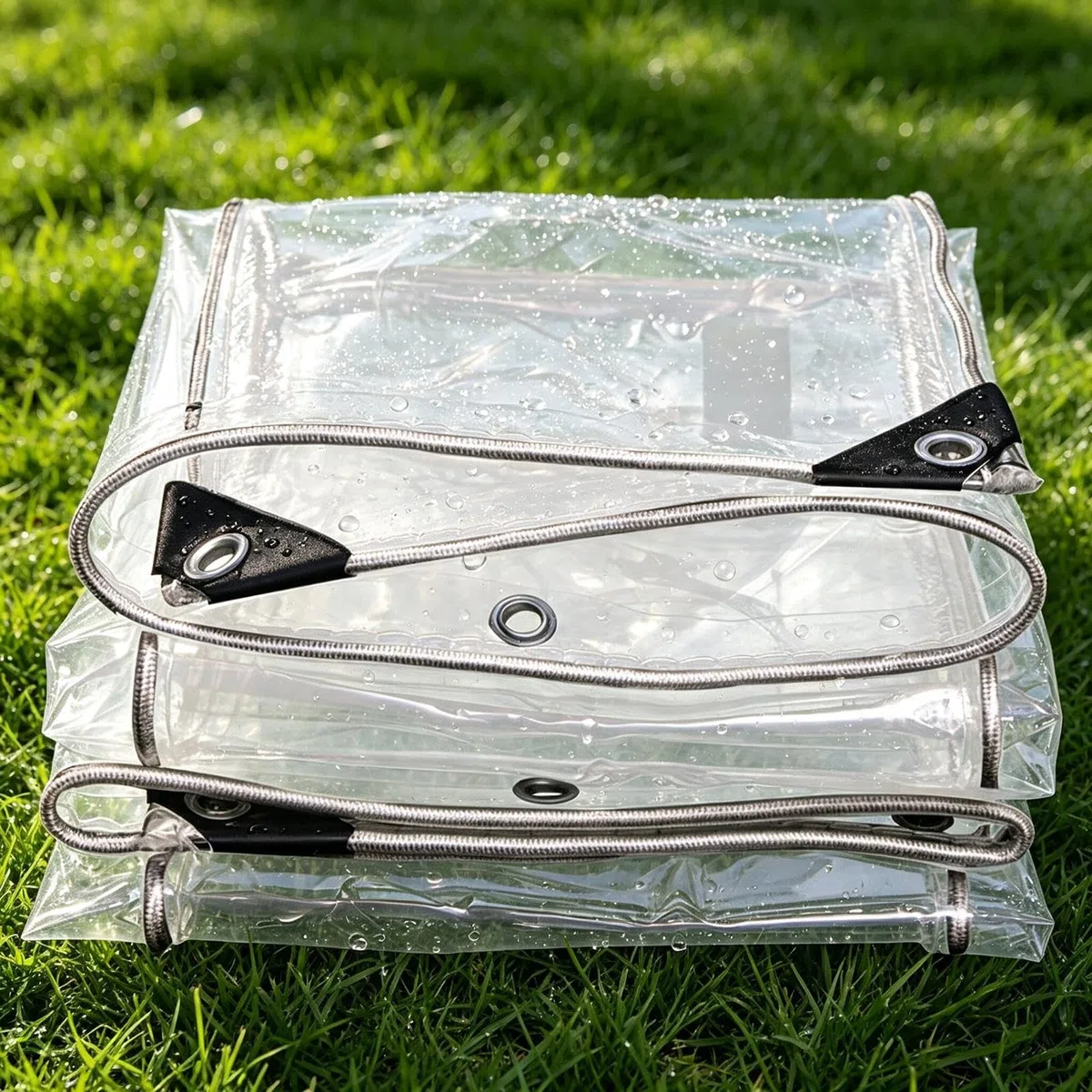 Plane Transparent mit Ösen,PVC Abdeckplane Wasserdicht 0,35mm,450g/m² UV