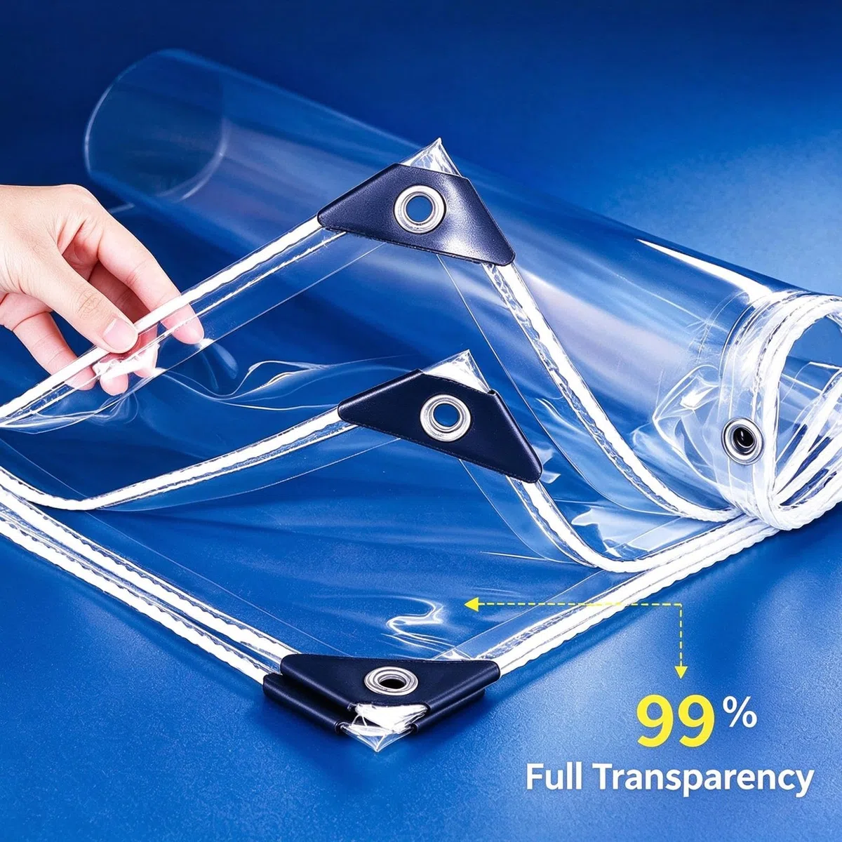 1x2m Plane Transparent mit Ösen 450g/m² PVC für Outdoor Terrasse Reißfest